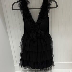 City Vibe Black Ruffled Sleeveless Dress